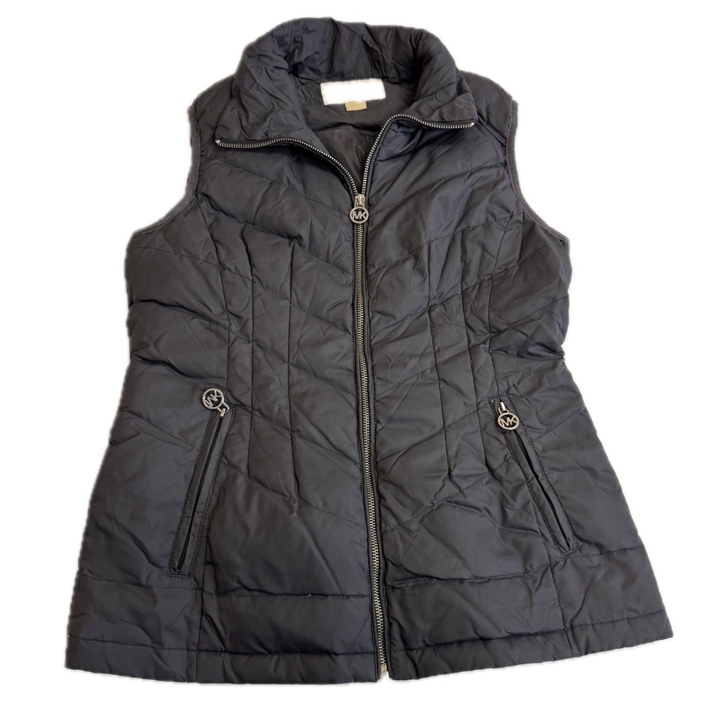 Michael Kors Vest Womens Small Black‎ Puffer Quilted Down Fill Outerwear